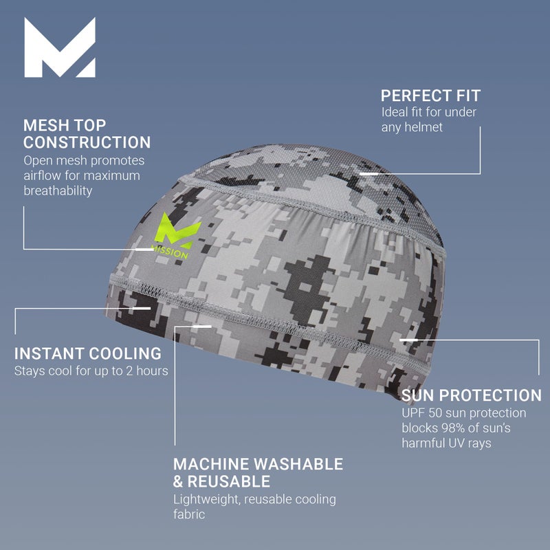 MISSION Cooling Helmet Liner  Digi Camo - Lightweight & Breathable - Cools Up to 2 Hours - UPF 50 Sun Protection - Machine Washable - Image 2